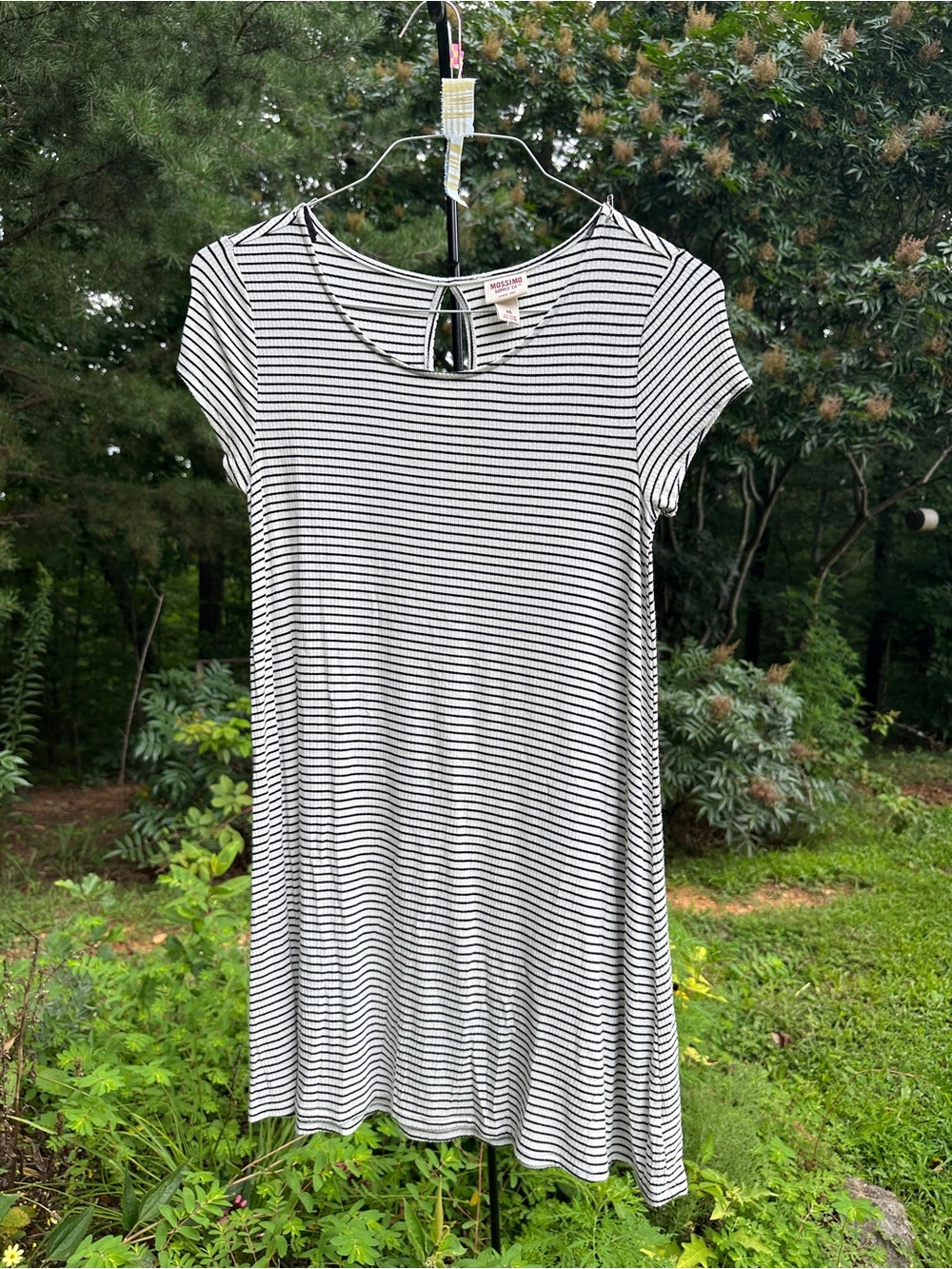 Mossimo Supply Co. Black and White Striped Short Sleeve Swing Dress